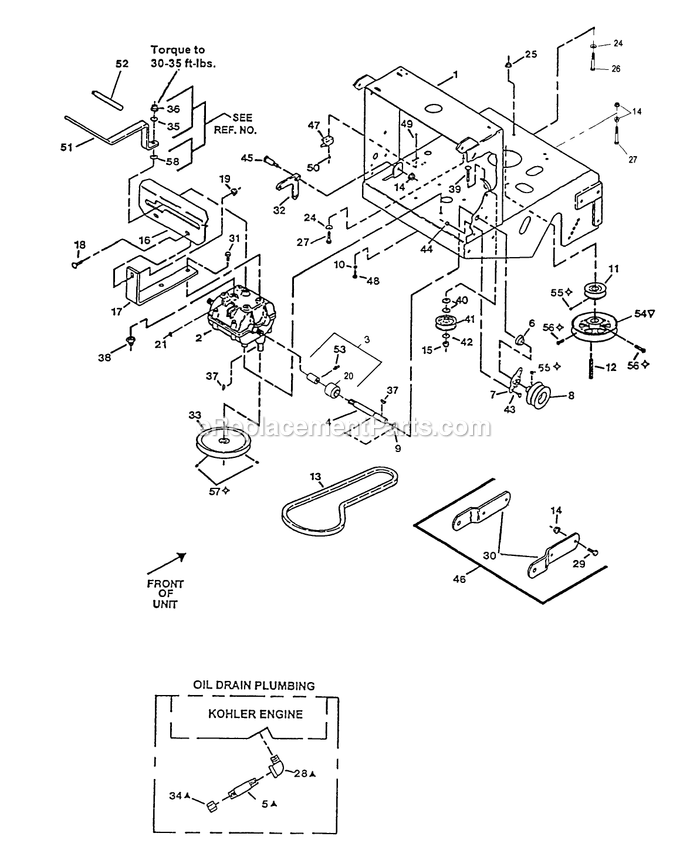 Engine Deck Group (1) Diagram and Parts List for M4815KA (220000-259999)(2000) Exmark Lawn Mower