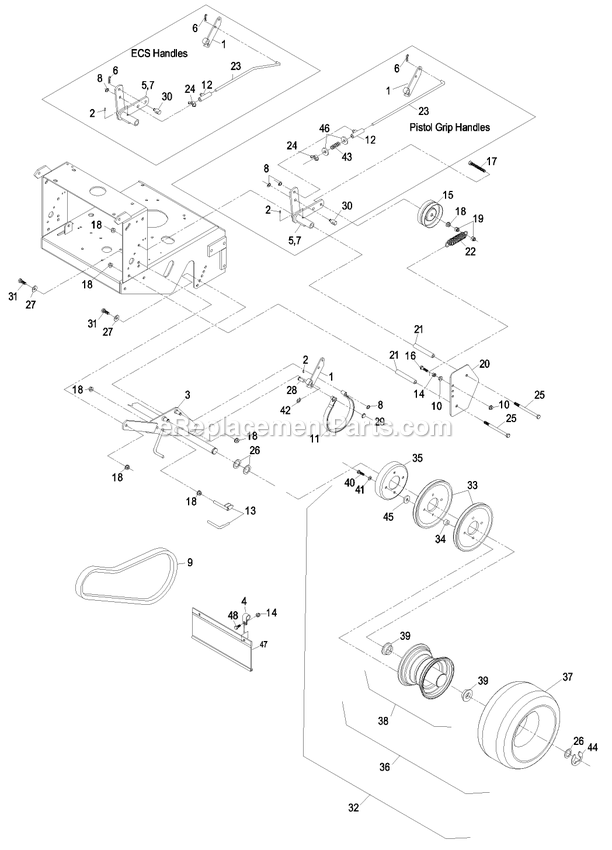Engine Deck Group (2) Diagram and Parts List for M3615KA (440000-509999)(2004) Exmark Lawn Mower