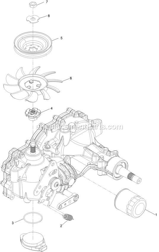 Rh Transaxle Assembly Diagram and Parts List for ARX440CKC24000 (404314159-406294344)(2019) Exmark Aerator