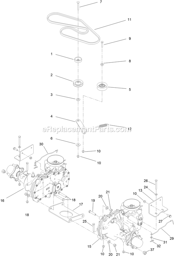 Hydro Transaxle Assembly Diagram and Parts List for QTS708GEM42200 (400000000-402082299)(2017) Exmark Lawn Mower