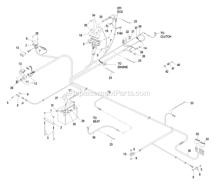 Electrical Group Diagram and Parts List for LXS29LKA605 (670000-719999)(2007) Exmark Lawn Mower
