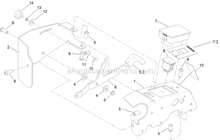 Spreader Controller Assembly Diagram and Parts List for 135-0192 (406294345-408644345)(2020) Exmark Lawn Tractor Accessories