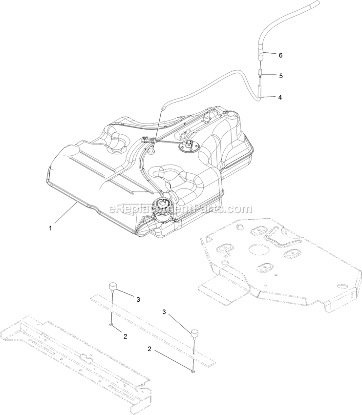 Fuel Tank Assembly (1) Diagram and Parts List for LZE742GKC604A3 (404314159-406294344)(2019) Exmark Lawn Mower