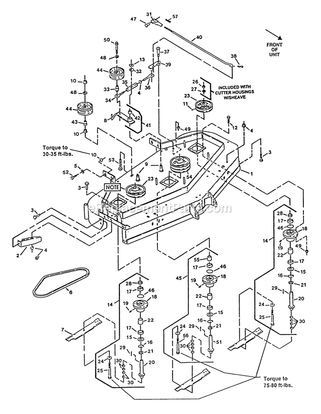 Mower Deck (5) Diagram and Parts List for VH5216BV (130000-149999)(1997) Exmark Lawn Mower