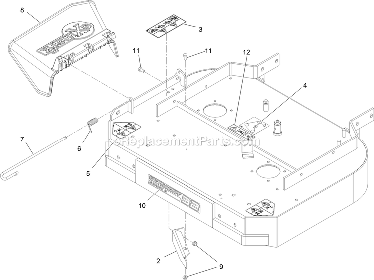 Deck With Decals Assembly (1) Diagram and Parts List for MGS481GKA322P0 (316000000-399999999)(2016) Exmark Lawn Mower