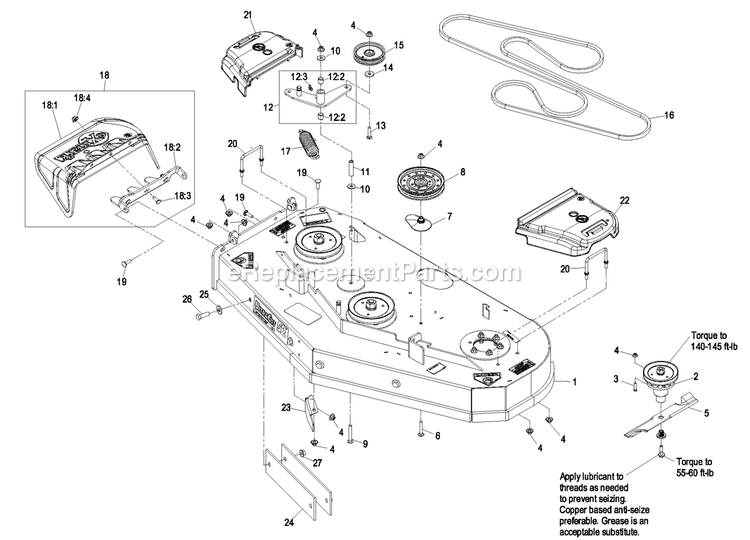Deck Group (2) Diagram and Parts List for VT24KAS484 (850000-919999)(2010) Exmark Lawn Mower