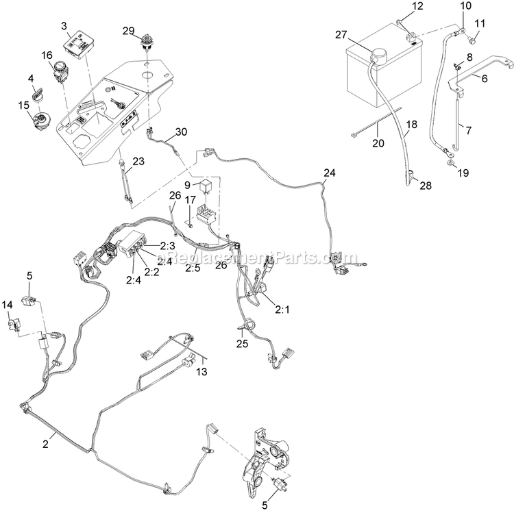 Electrical Assembly Diagram and Parts List for LZX740EKC526 (313000000-313999999)(2013) Exmark Lawn Mower