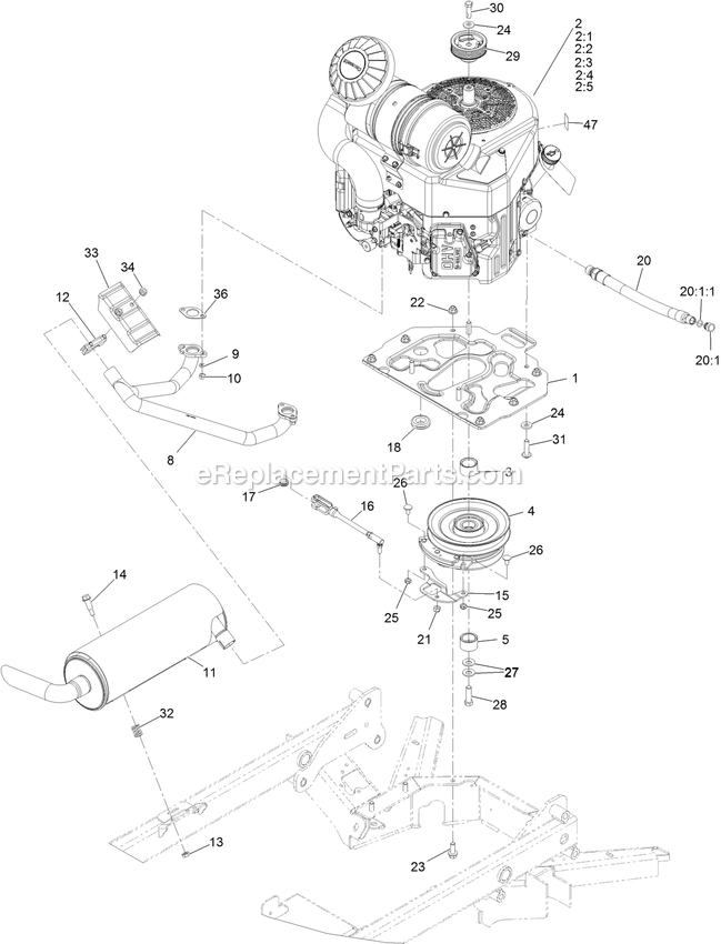 Engine Assembly Diagram and Parts List for STS651GKA48400 (404314159-406294344)(2019) Exmark Lawn Mower