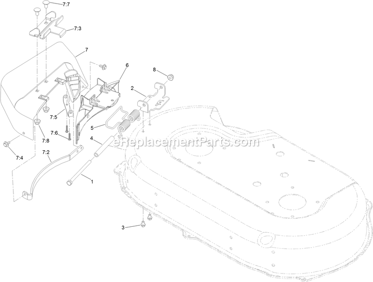 Side Discharge Chute Assembly Diagram and Parts List for ECX200CKC30000 (406294345-408644345)(2020) Exmark Lawn Mower