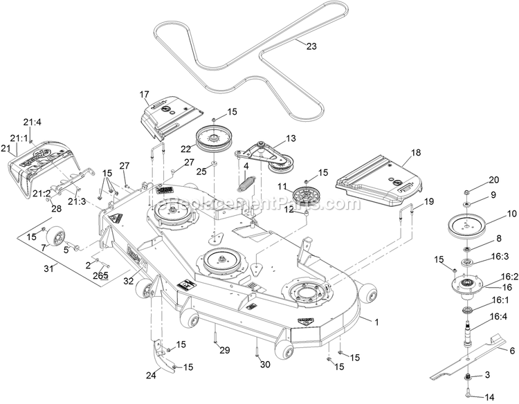 Deck Assembly Diagram and Parts List for LZX980EKC726 (313000000-313999999)(2013) Exmark Lawn Mower