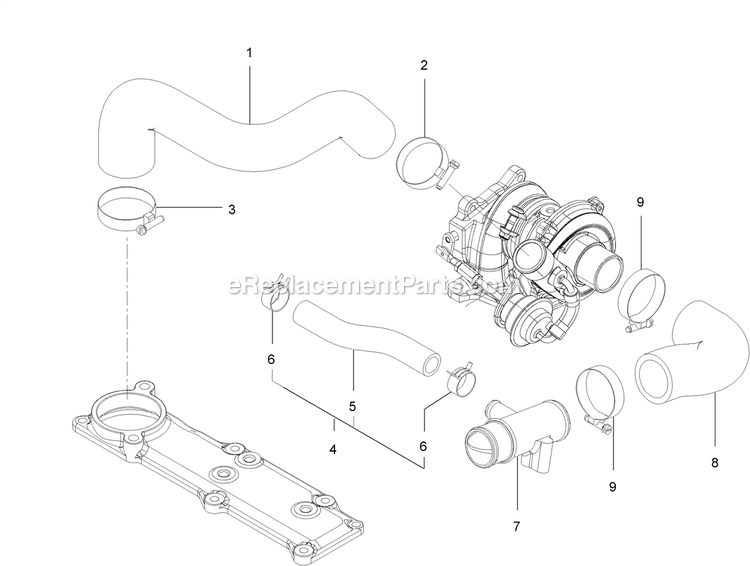 Suction Manifold Assembly Diagram and Parts List for LZS80TDYM604W0 (406294345-408644345)(2020) Exmark Lawn Mower