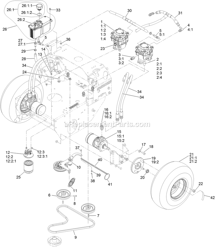 Ground Drive Assembly Diagram and Parts List for TTS481CKA36300 (400000000-402082299)(2017) Exmark Lawn Mower