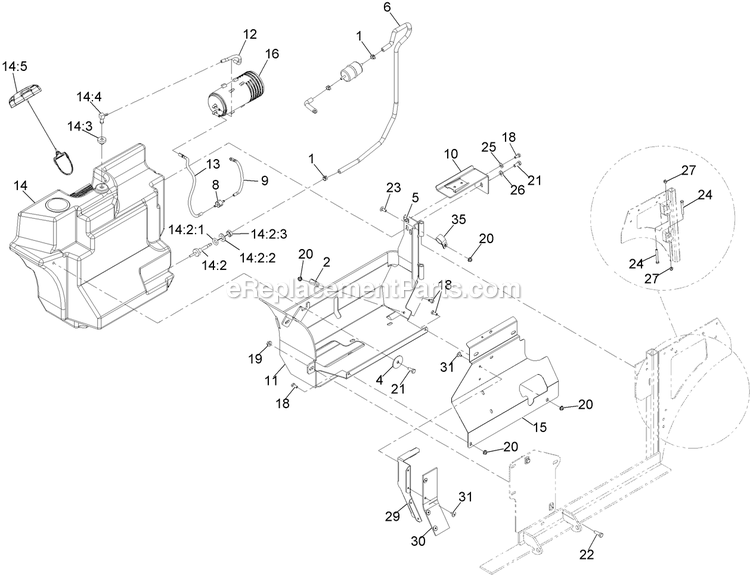 Fuel Tank Assembly Diagram and Parts List for NVS740CKC42000 (400000000-402082299)(2017) Exmark Lawn Mower