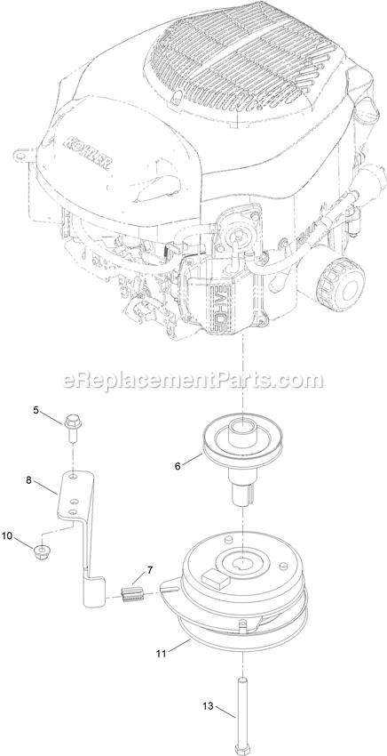 Clutch Assembly Diagram and Parts List for QTE735KC501 (314000000-314999999)(2014) Exmark Lawn Mower