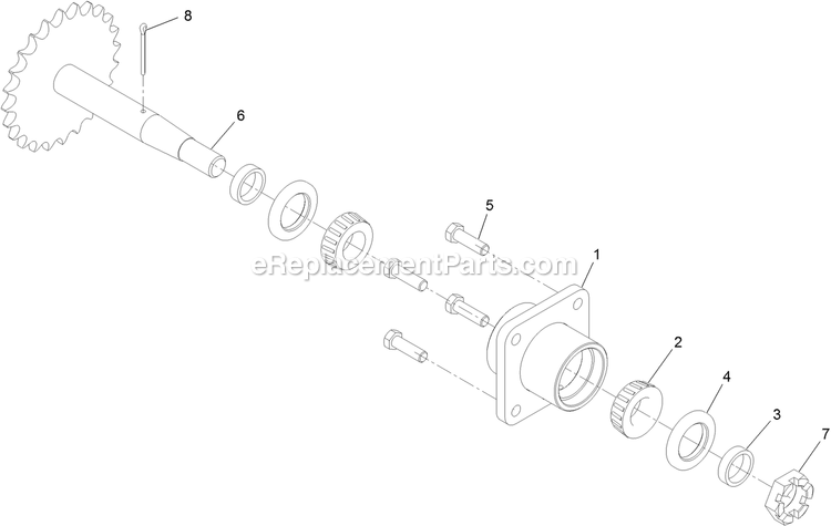 Axle And Bearing Assembly Diagram and Parts List for SAR481KA30 (313000000-313999999)(2013) Exmark Aerator