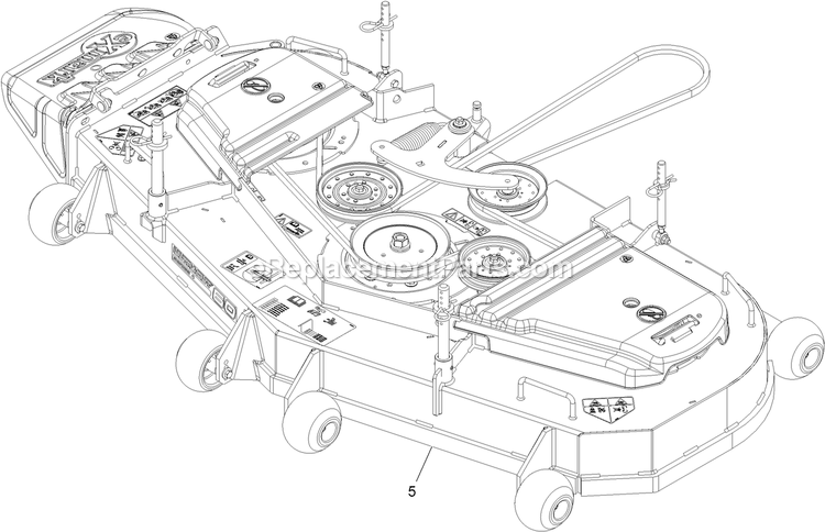 Complete Deck Assembly Diagram and Parts List for TTX680PKC60400 (402082300-404314158)(2018) Exmark Lawn Mower