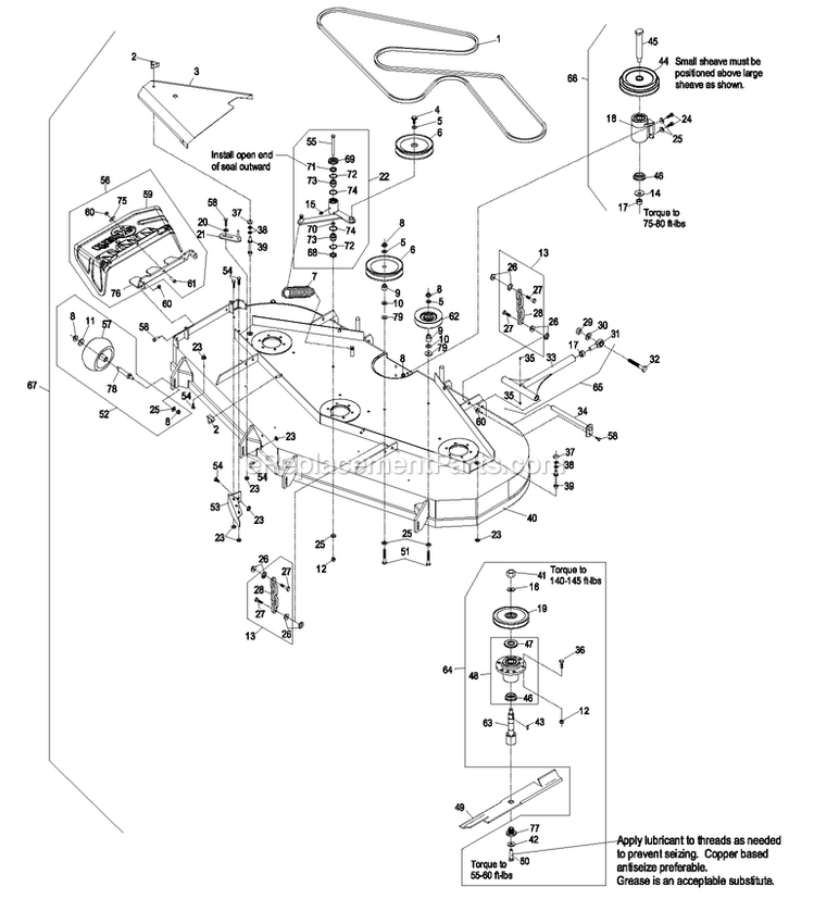 Deck Group (3) Diagram and Parts List for LAS25KC604B (670000-719999)(2007) Exmark Lawn Mower