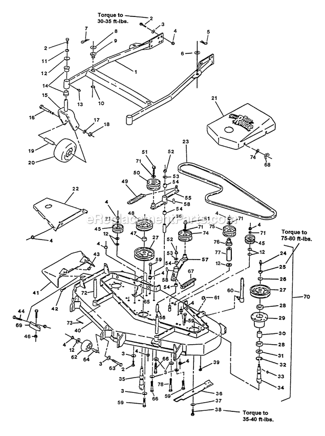 Mower Deck (1) Diagram and Parts List for TR-22KC (115000-129999)(1996) Exmark Lawn Mower