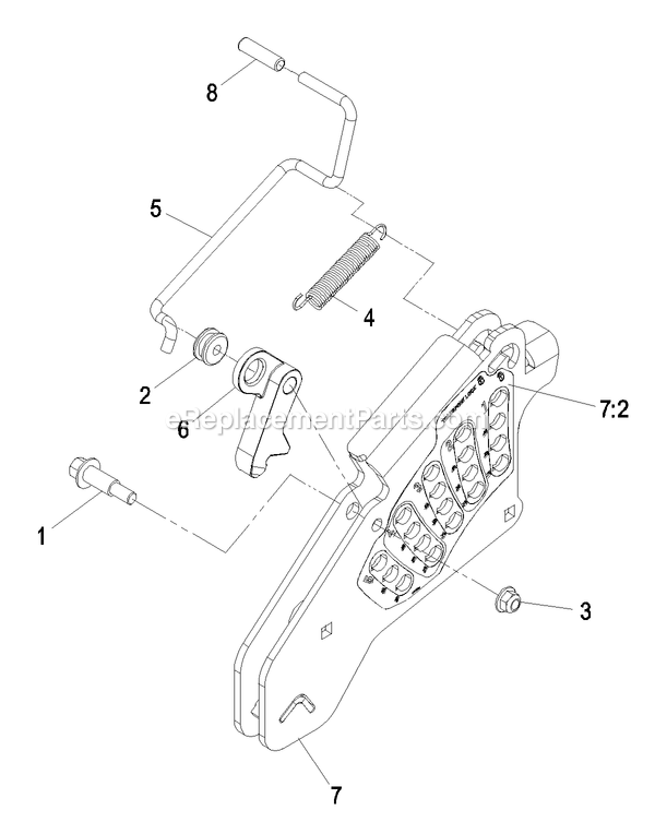 Height Of Cut Assembly Diagram and Parts List for LZAS20BV484 (790000-849999)(2009) Exmark Lawn Mower