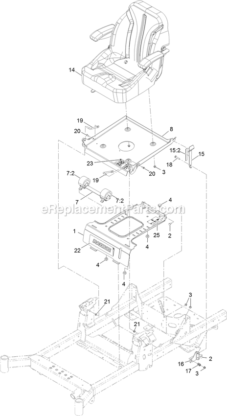 Seat Assembly Diagram and Parts List for RAS720GKC52300 (400000000-402082299)(2017) Exmark Lawn Mower