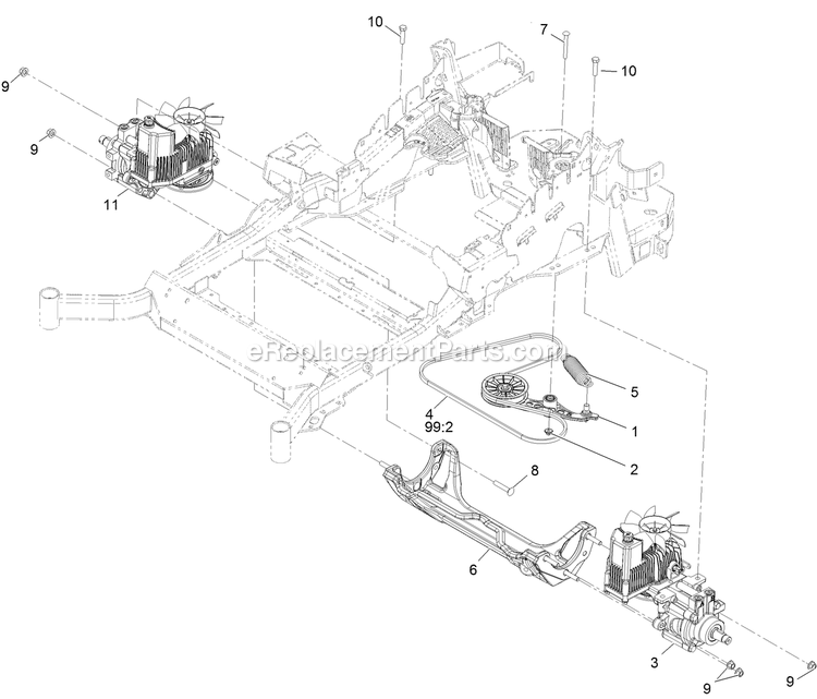 Hydraulic Assembly Diagram and Parts List for LZE801GKA604B1 (316000000-399999999)(2016) Exmark Lawn Mower