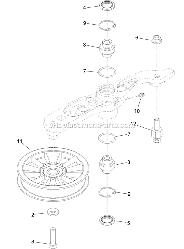Pump Idler Assembly Diagram and Parts List for LZE730KA604SS (314000000-314999999)(2014) Exmark Lawn Mower