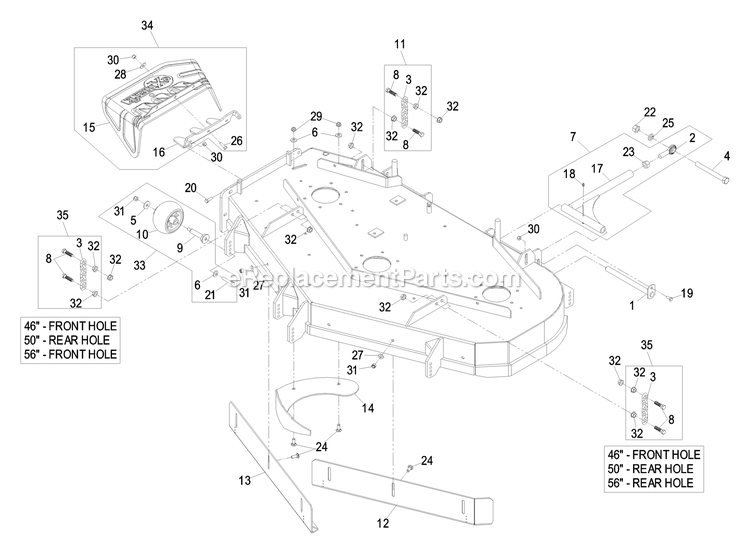 Deck Group (2) Diagram and Parts List for LHP20KC505 (600000-669999)(2006) Exmark Lawn Mower