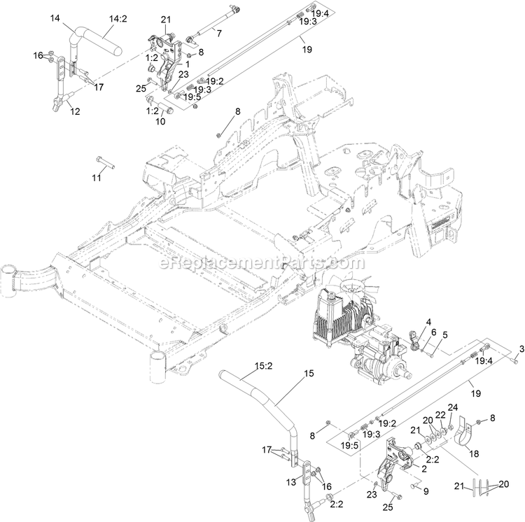 Motion Control Assembly Diagram and Parts List for LZE740EKC60400 (406294345-408644345)(2020) Exmark Lawn Mower