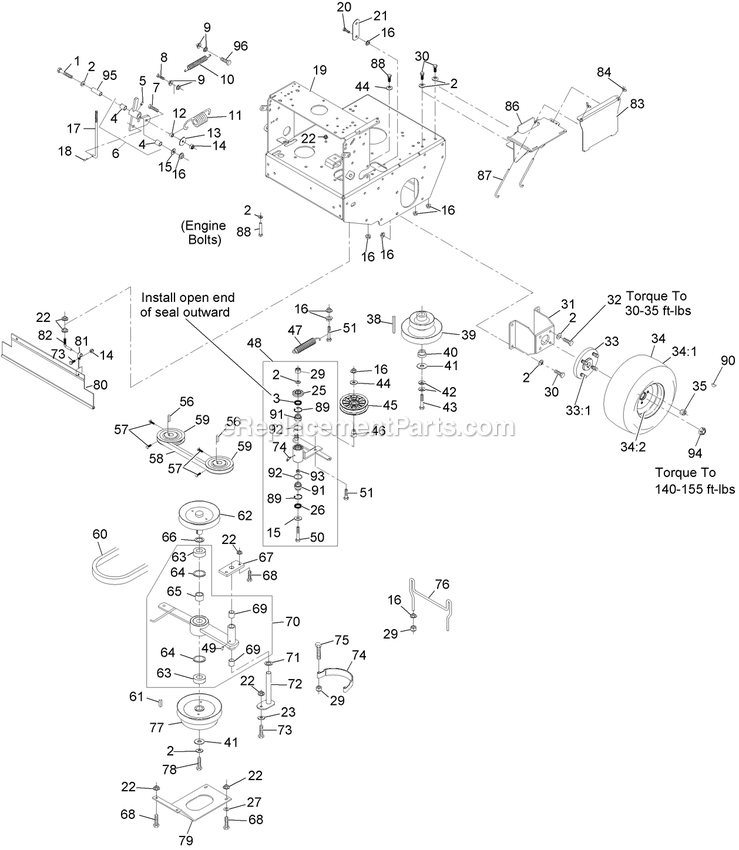 Engine Deck Assembly (1) Diagram and Parts List for TTS680PKCE483 (314000000-314999999)(2014) Exmark Lawn Mower