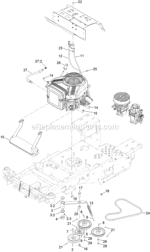 Engine Assembly Diagram and Parts List for 34220 400000000-999999999 Exmark Sprayer