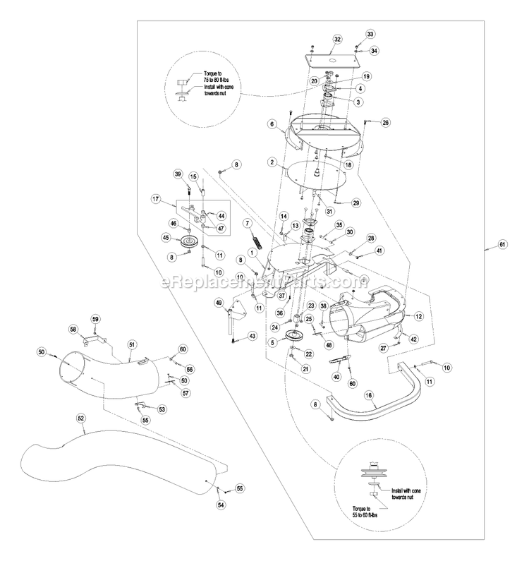 Blower Assembly (2) Diagram and Parts List for LZUV60 (440000-509999)(2004) Exmark Lawn Tractor Accessories