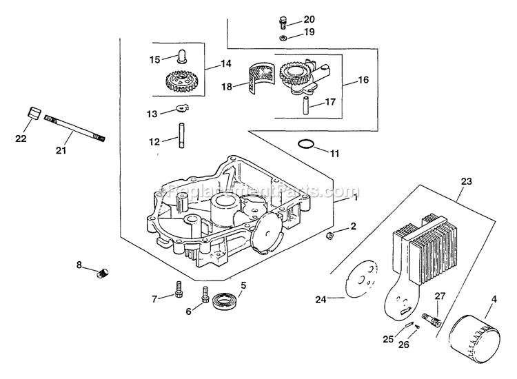 Oil Pan/Lubrication (2) Diagram and Parts List for TR-20KC (102000-114999)(1995) Exmark Lawn Mower