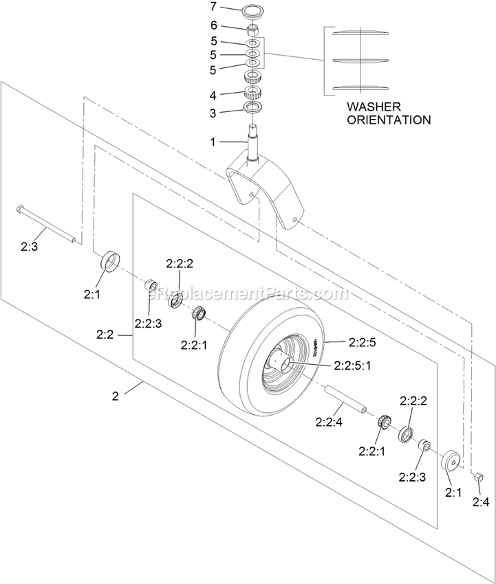 Caster Wheel And Fork Assembly Diagram and Parts List for SAR481KA30 (312000000-312999999)(2012) Exmark Aerator