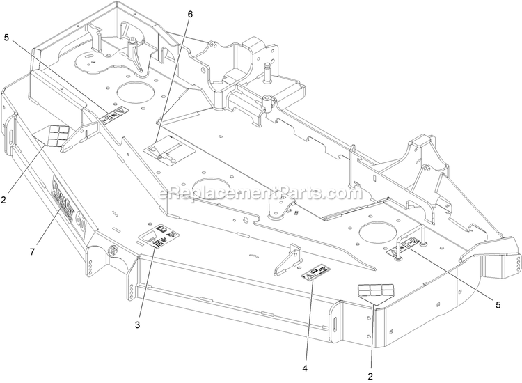 Deck With Decals Diagram and Parts List for LZE730GKA60RA1 (315000000-315999999)(2015) Exmark Lawn Mower