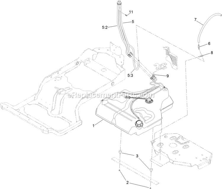 Fuel System Assembly Diagram and Parts List for LZX921GKA60600 (406294345-408644345)(2020) Exmark Lawn Mower