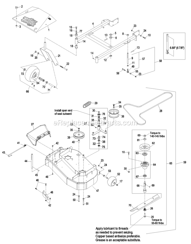 Mower Deck (1) Diagram and Parts List for THP20KAE483 (850000-919999)(2010) Exmark Lawn Mower