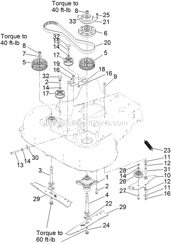 Spindle And Blade Assembly Diagram and Parts List for ECKA30 (313000000-313999999)(2013) Exmark Lawn Mower