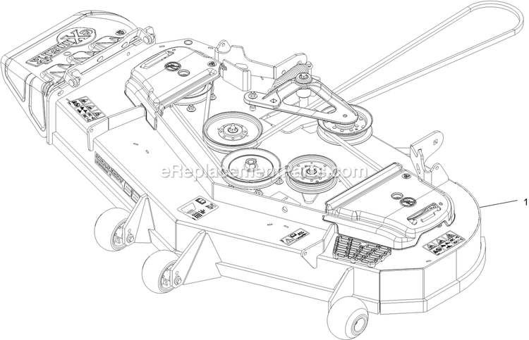 Complete Deck Assembly Diagram and Parts List for LZE751GKA524A2 (408644346-999999999)(2021) Exmark Lawn Mower