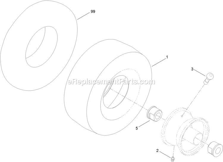 Caster Wheel Assembly Diagram and Parts List for QTE651KA421 (313000000-313999999)(2013) Exmark Lawn Mower
