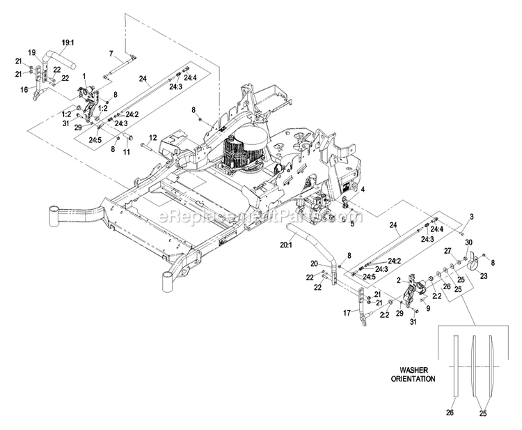 Motion Controls Group Diagram and Parts List for LZZ23KA526 (790000-849999)(2009) Exmark Lawn Mower