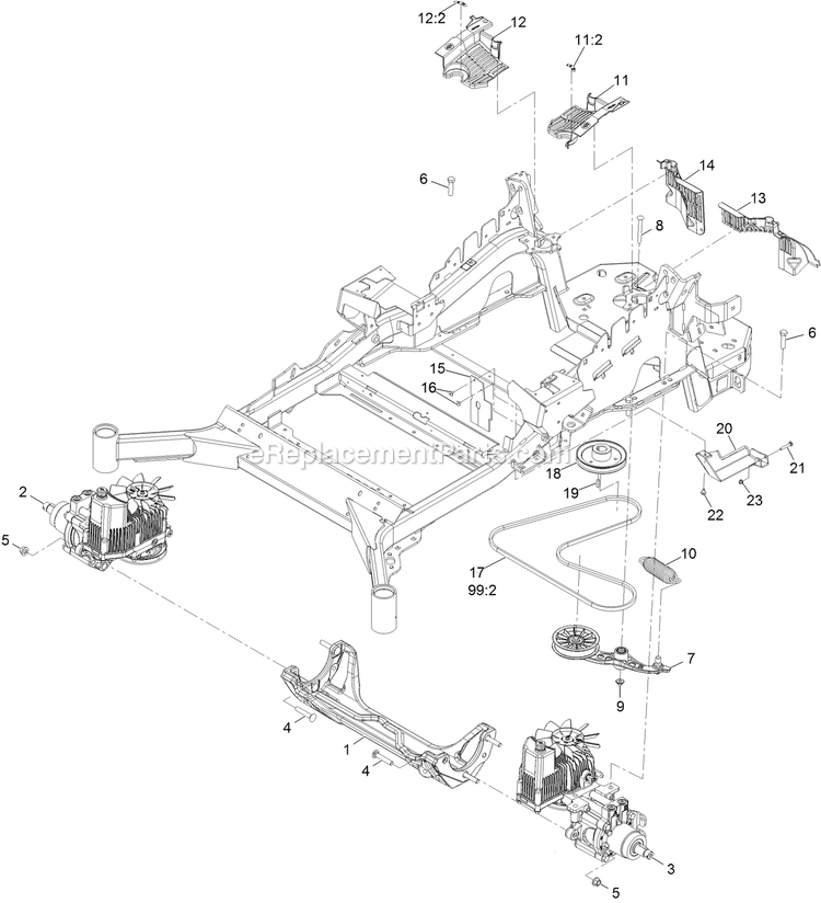 Hydraulic Assembly Diagram and Parts List for LZX980EKC96RW0 (406294345-408644345)(2020) Exmark Lawn Mower