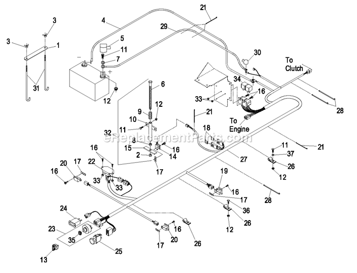 Electrical Group (2) Diagram and Parts List for LAS25KC604B (670000-719999)(2007) Exmark Lawn Mower