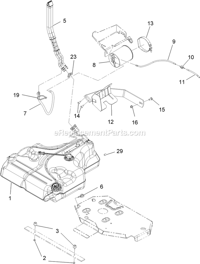 Fuel Tank Mounting Assembly Diagram and Parts List for LZX38KC606CA (920000-999999)(2011) Exmark Lawn Mower