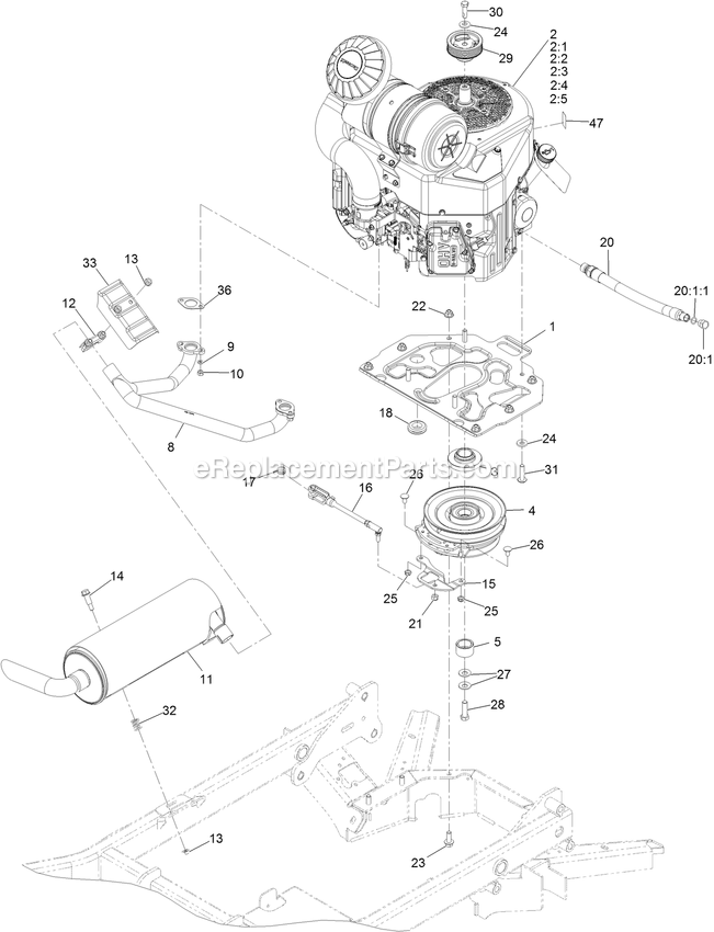 Engine Assembly Diagram and Parts List for STS730GKA60400 (406294345-408644345)(2020) Exmark Lawn Mower