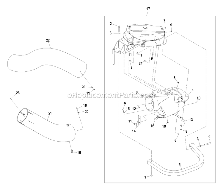Blower Assembly (2) Diagram and Parts List for LHPUVD4448 (440000-509999)(2004) Exmark Lawn Tractor Accessories