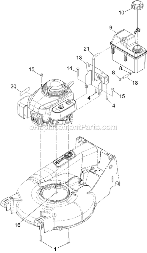 Engine Assembly Diagram and Parts List for ECX160CHN21000 (315000000-315999999)(2015) Exmark Lawn Mower