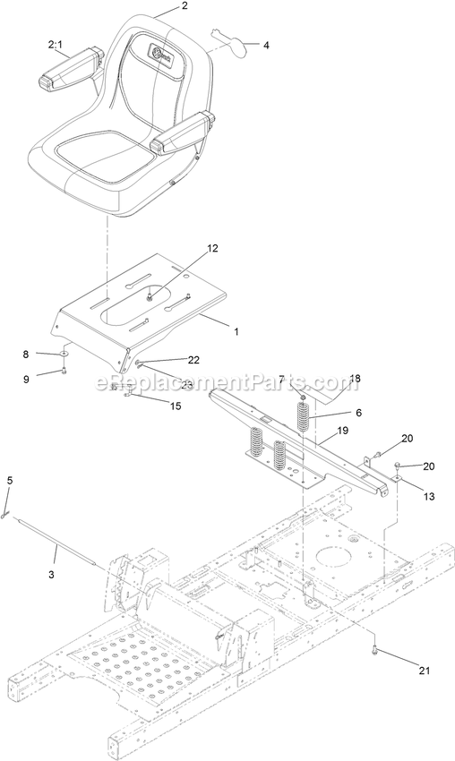 Seat Assembly Diagram and Parts List for QTE708GEM42100 (315000000-315999999)(2015) Exmark Lawn Mower