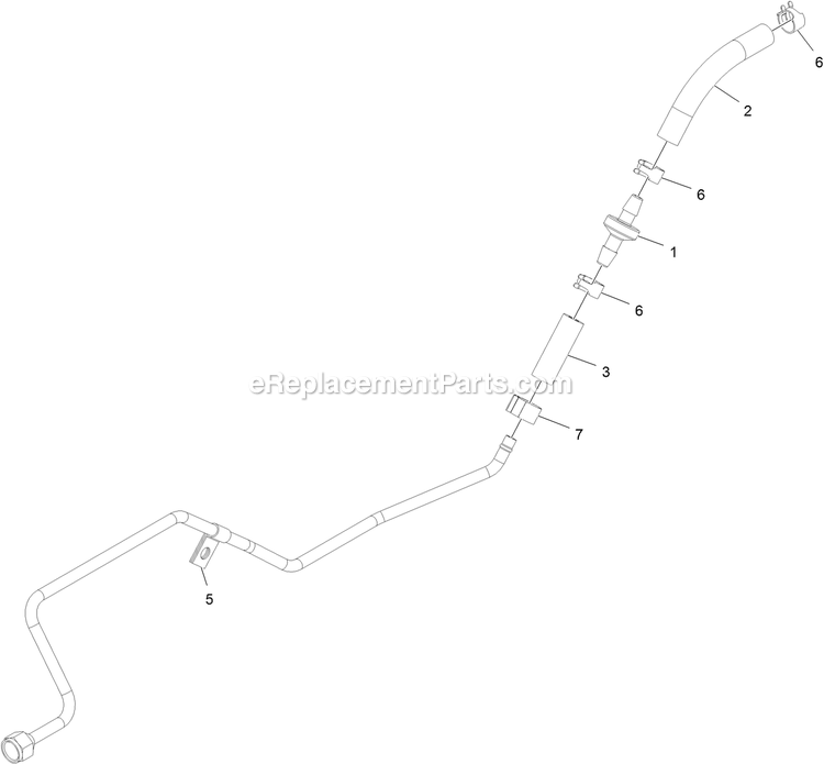 Right Fuel Line Assembly Diagram and Parts List for STS651GKA48400 (406294345-408644345)(2020) Exmark Lawn Mower