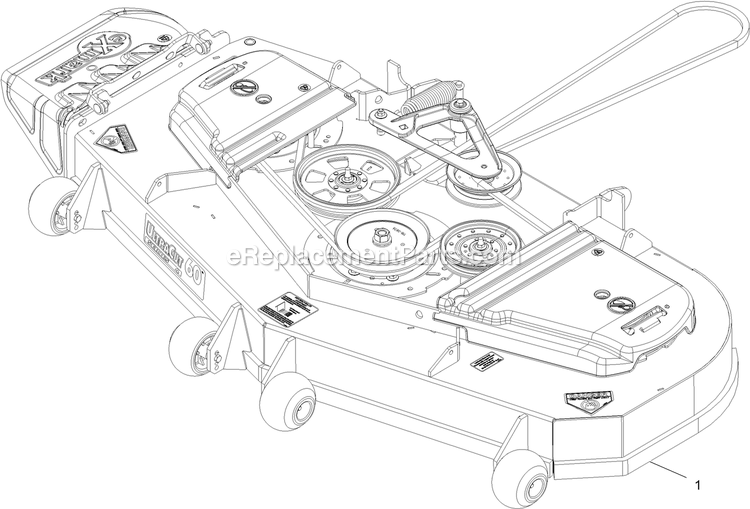 Complete Deck Assembly Diagram and Parts List for LZS742KC604 (314000000-314999999)(2014) Exmark Lawn Mower
