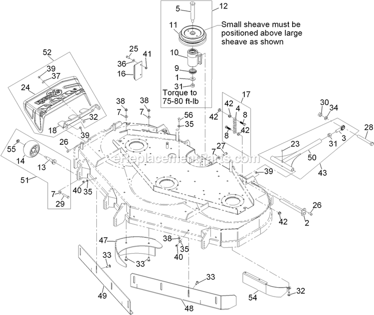 Deck Assembly (2) Diagram and Parts List for LZD25KD725 (920000-999999)(2011) Exmark Lawn Mower